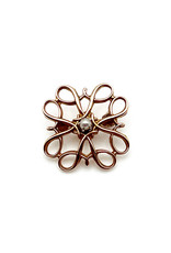Small 10K Gold Quatrefoil Pin with Small Pearl