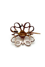 Small 10K Gold Quatrefoil Pin with Small Pearl