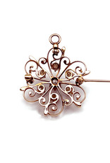 14K Gold Snowflake Brooch with Large Diamond & Pearls