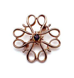 10K Gold Quatrefoil Pin with Small Single Blue Sapphire