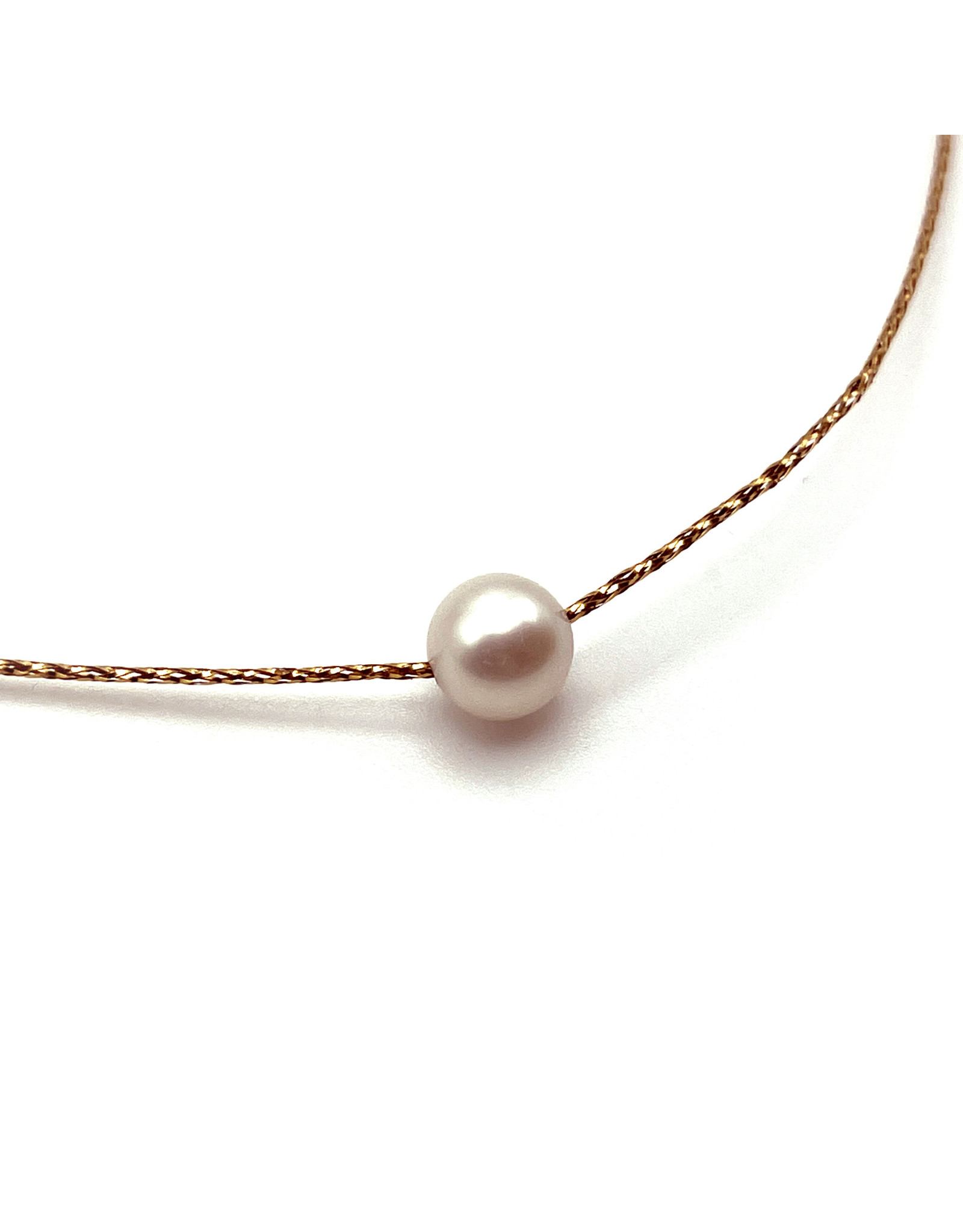 Milor 16 In. Large Pearl on 18K Gold Wire Chain Necklace
