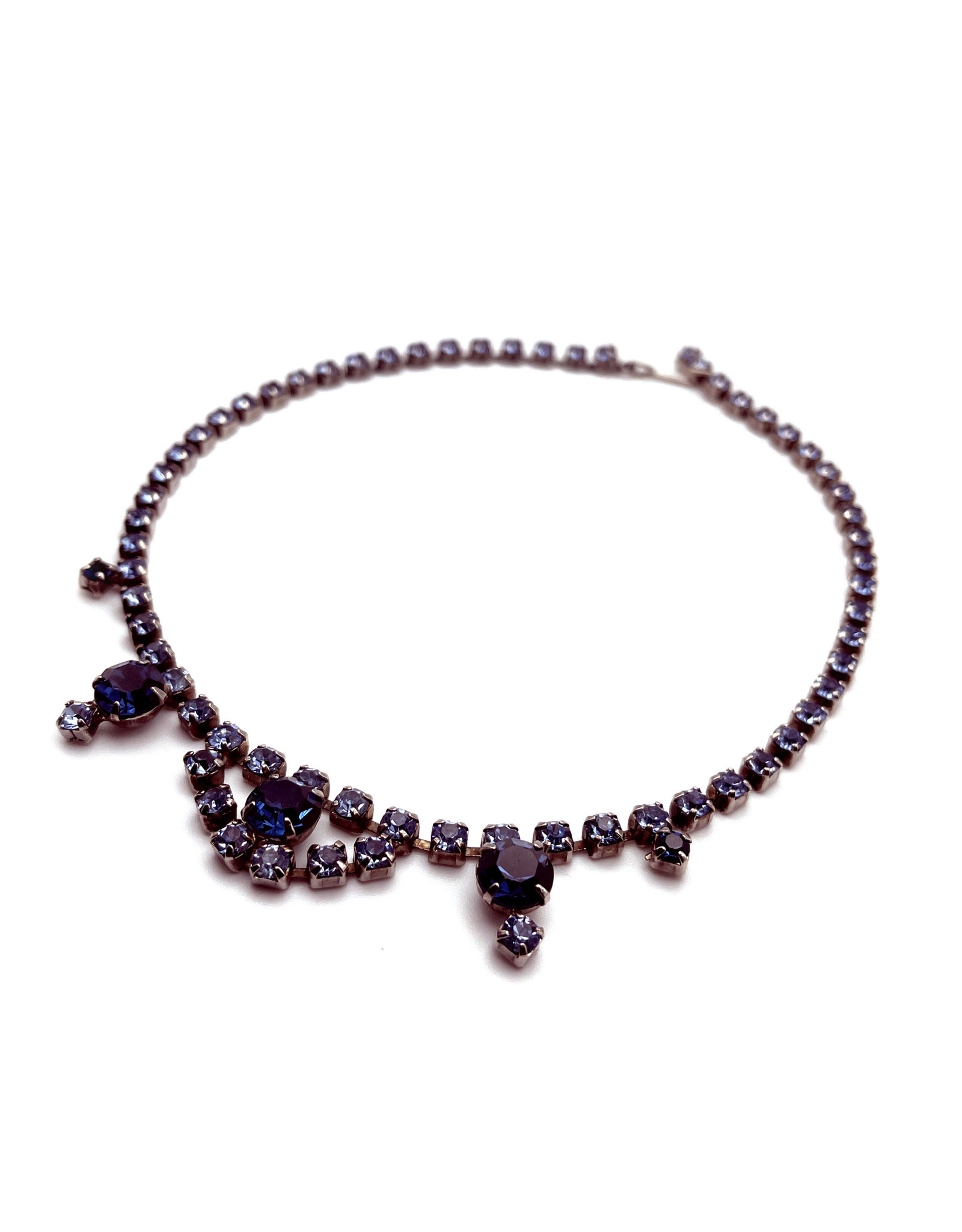 14½ In. Mid-Century Blue Rhinestone Child's Necklace