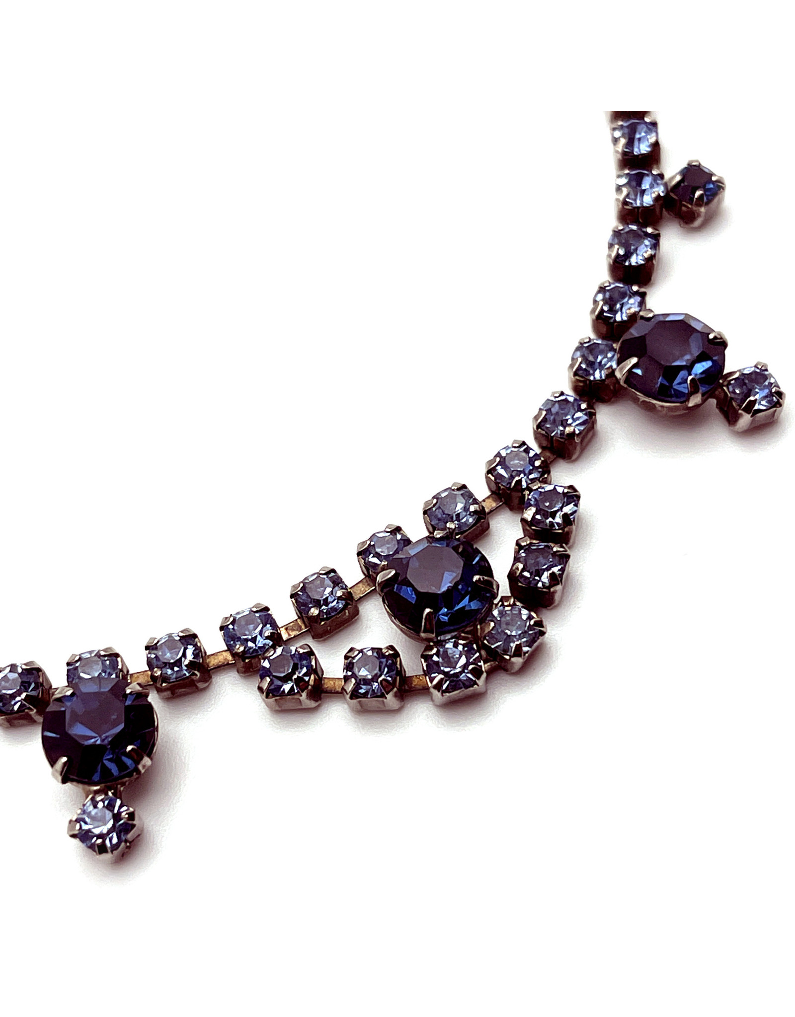 14½ In. Mid-Century Blue Rhinestone Child's Necklace