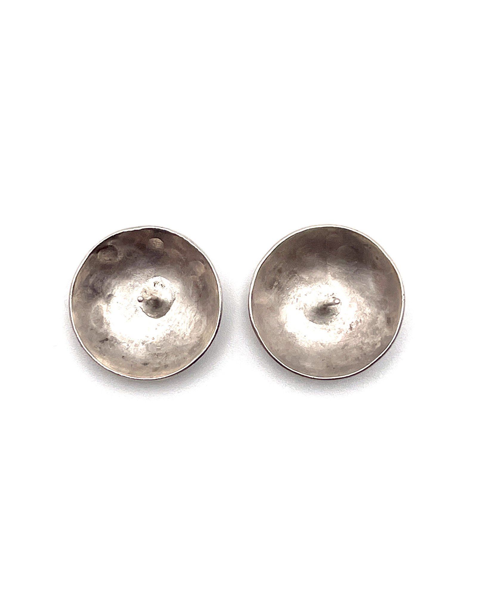 Circular Silver Earrings with Rough Western-Style Design