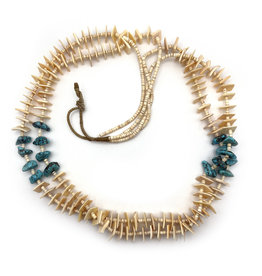 Heishe Necklace with Turquoise and Shell Beads