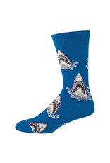 Socksmith Design Shark Attack Blue 10-13 Men's Crew Socks