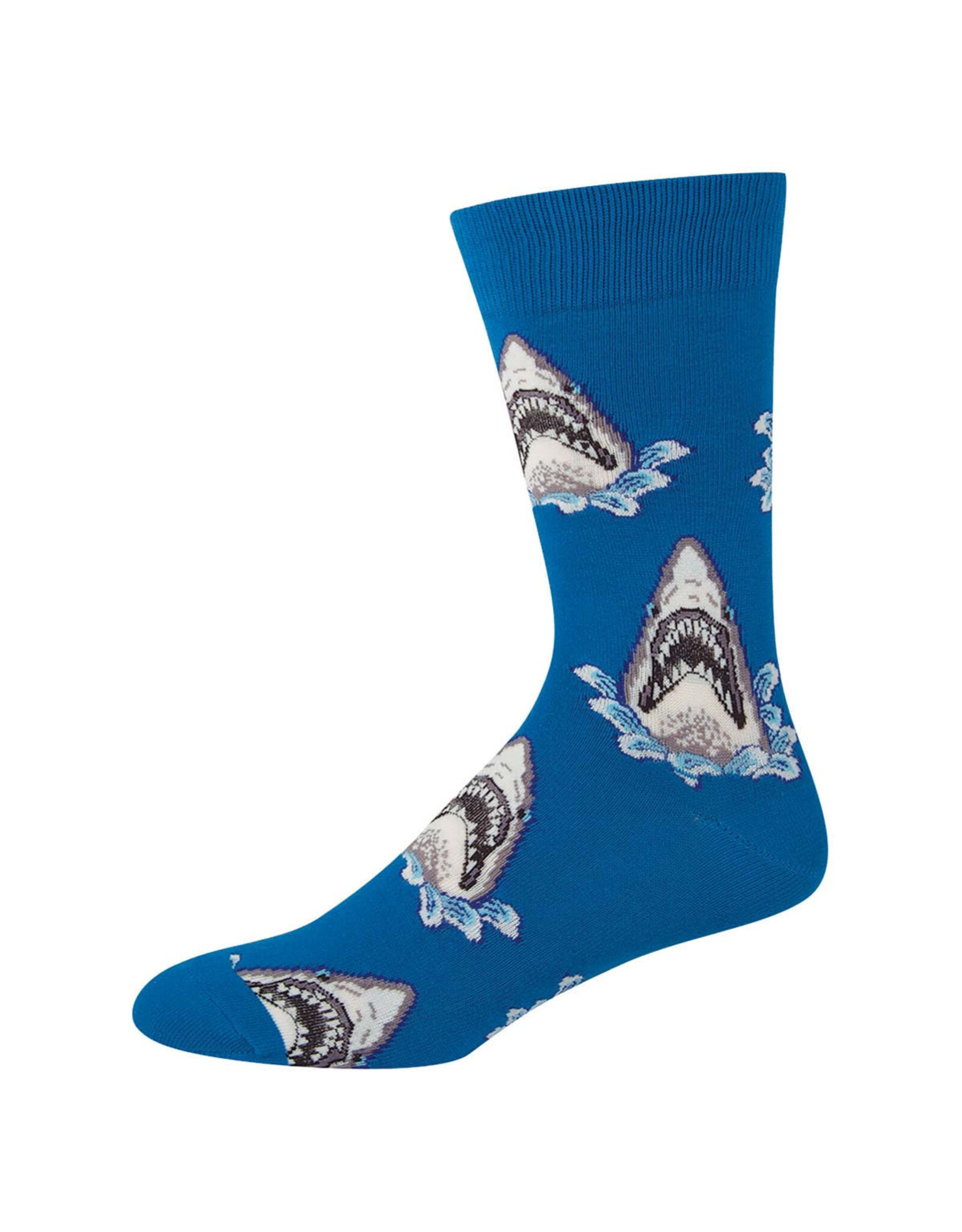 Socksmith Design Shark Attack Blue 10-13 Men's Crew Socks