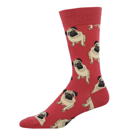 Socksmith Design Pugs Terracotta Red 10-13 Men's Crew Socks