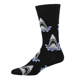 Socksmith Design Shark Attack Black 10-13 Men's Crew Socks