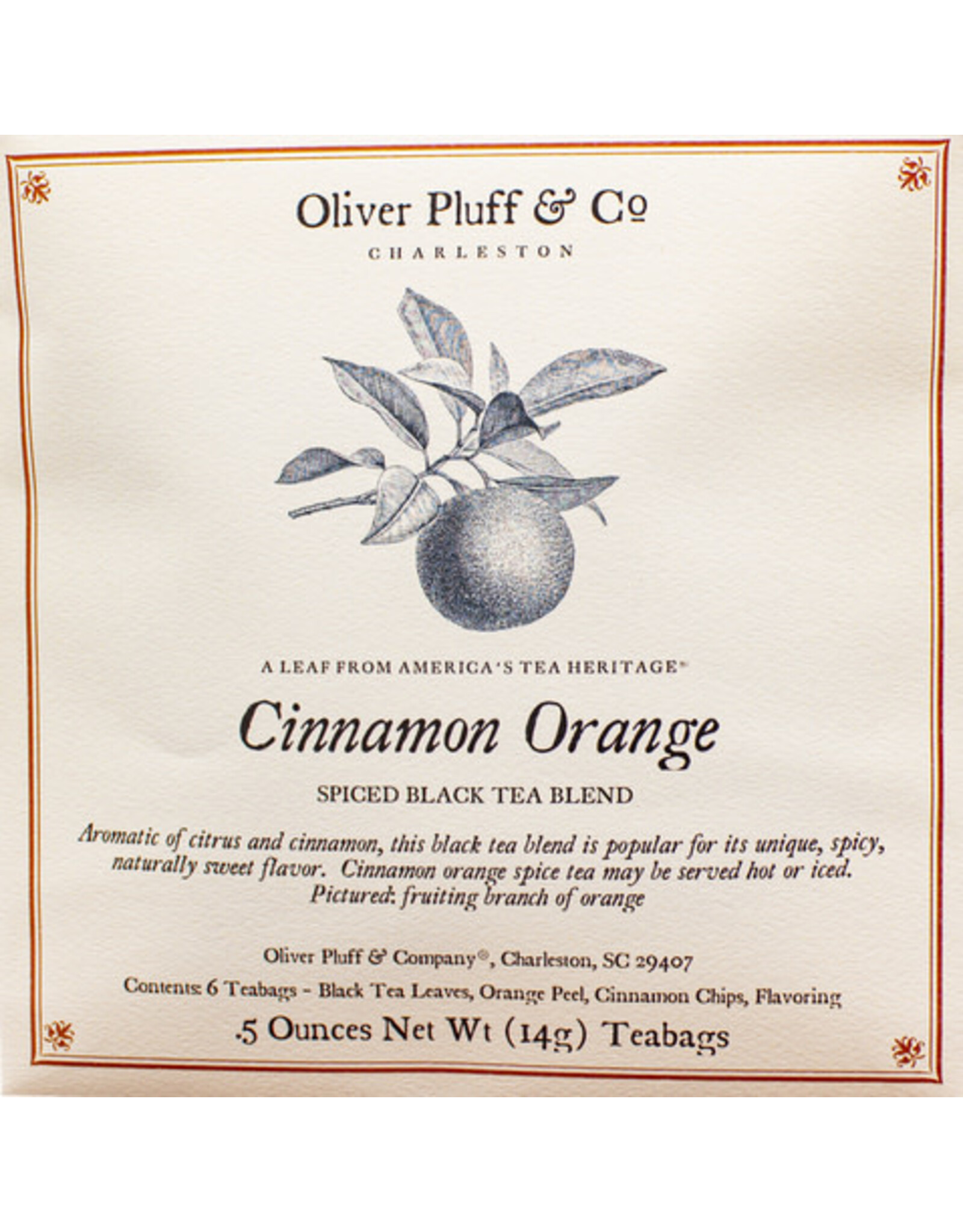 Oliver Pluff & Co. Cinnamon Orange Spice 6 Teabags
