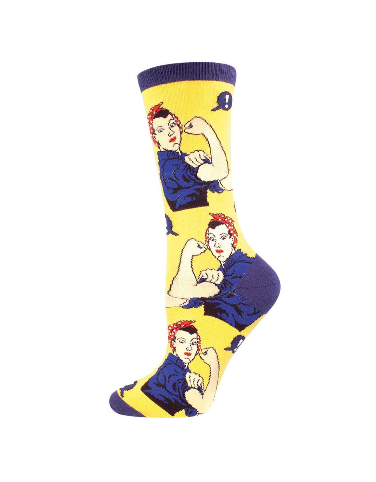 Socksmith Design Rosie Yellow 9-11 Women's Crew Socks
