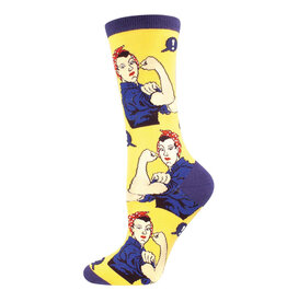 Socksmith Design Rosie Yellow 9-11 Women's Crew Socks