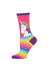 Socksmith Design Rainbow Hair Don't Care Pink 9-11 Women's Crew Socks