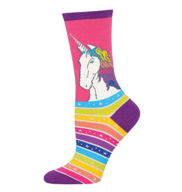 Socksmith Design Rainbow Hair Don't Care Pink 9-11 Women's Crew Socks