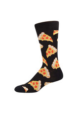 Socksmith Design Pizza 10-13 Men's Black Crew Socks
