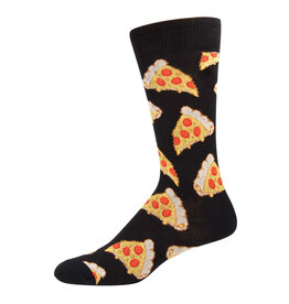 Socksmith Design Pizza 10-13 Men's Black Crew Socks