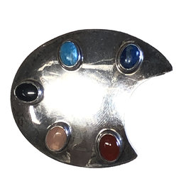 Patricio Lelen Pierre Painter's Palette Sterling Mid-Century Brooch