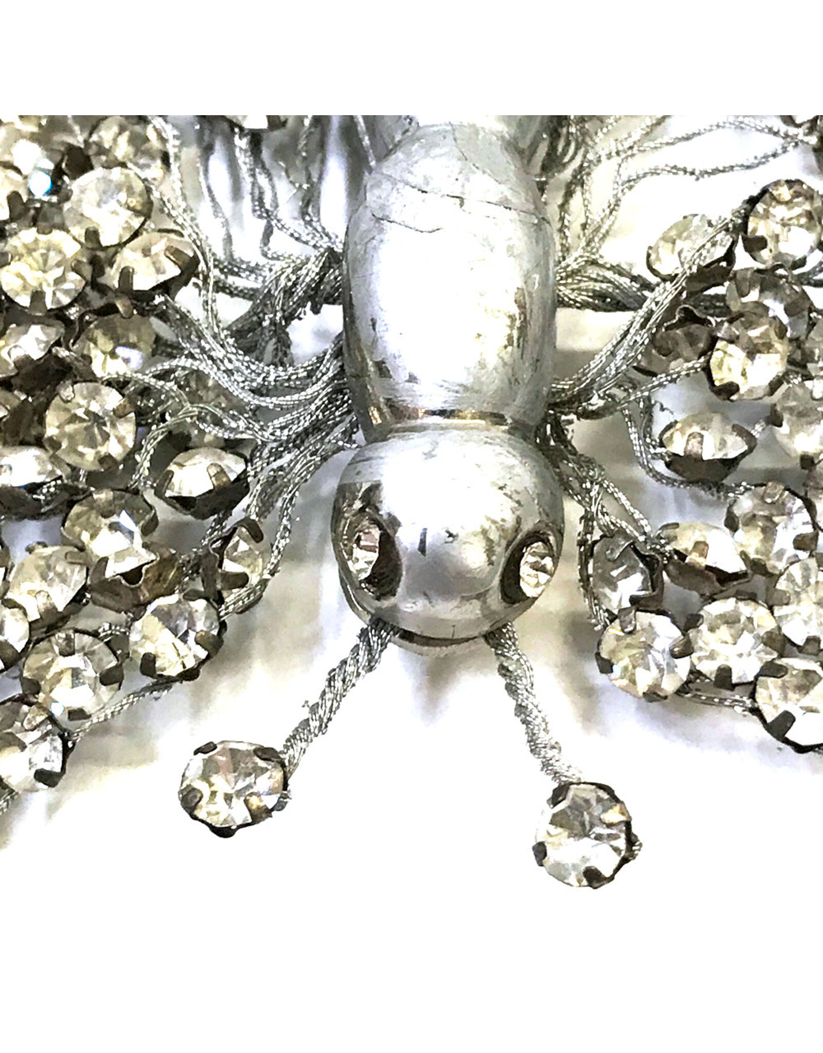 Ugo Correani Rhinestone Silvered Wood Butterfly Brooch