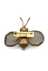 Sarah Cavender Metalworks Brass-Colored Wire Insect Brooch with Mesh Wings