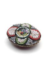 Small Oval Micromosaic Brooch with Circular Floral Center