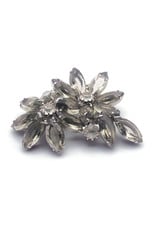 Two Smoky Rhinestone Flowers Brooch