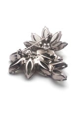 Two Smoky Rhinestone Flowers Brooch