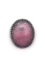 Oval Pink Stone Cabochon Brooch