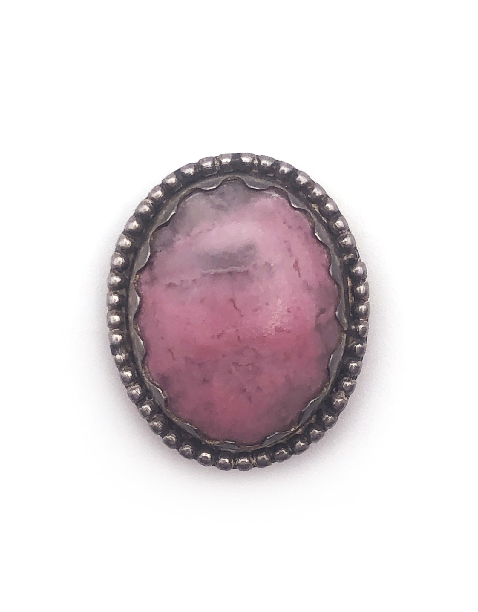 Oval Pink Stone Cabochon Brooch