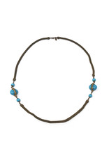 Miriam Haskell 33in. Vintage Solid Cable Necklace with Turquoise-Colored Plastic Gems