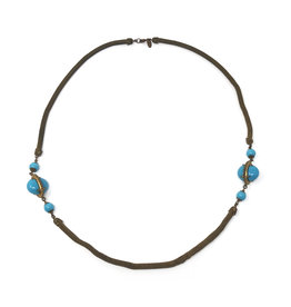 Miriam Haskell 33in. Vintage Solid Cable Necklace with Turquoise-Colored Plastic Gems