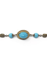 Miriam Haskell 33in. Vintage Solid Cable Necklace with Turquoise-Colored Plastic Gems