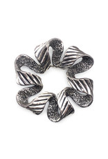 Tortolani Wavy Silver-Colored Ribbon Circle Brooch