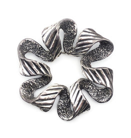 Tortolani Wavy Silver-Colored Ribbon Circle Brooch