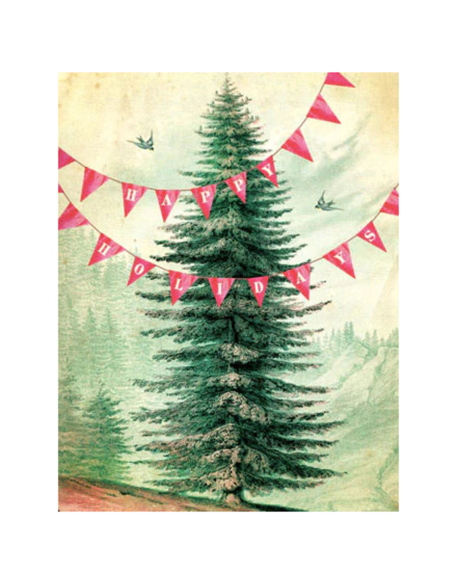 Cartolina Happy Holidays Tree A2 Greeting Notecard