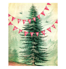 Cartolina Happy Holidays Tree A2 Greeting Notecard