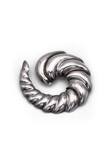 Sterling Silver Shell-Like Spiral Earrings & Brooch