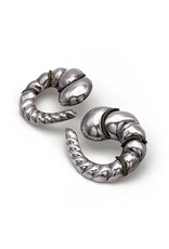 Sterling Silver Shell-Like Spiral Earrings & Brooch