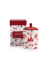 Two's Company Winter Toile Lidded Filled Candle with Winter Spice Scent in Gift Box