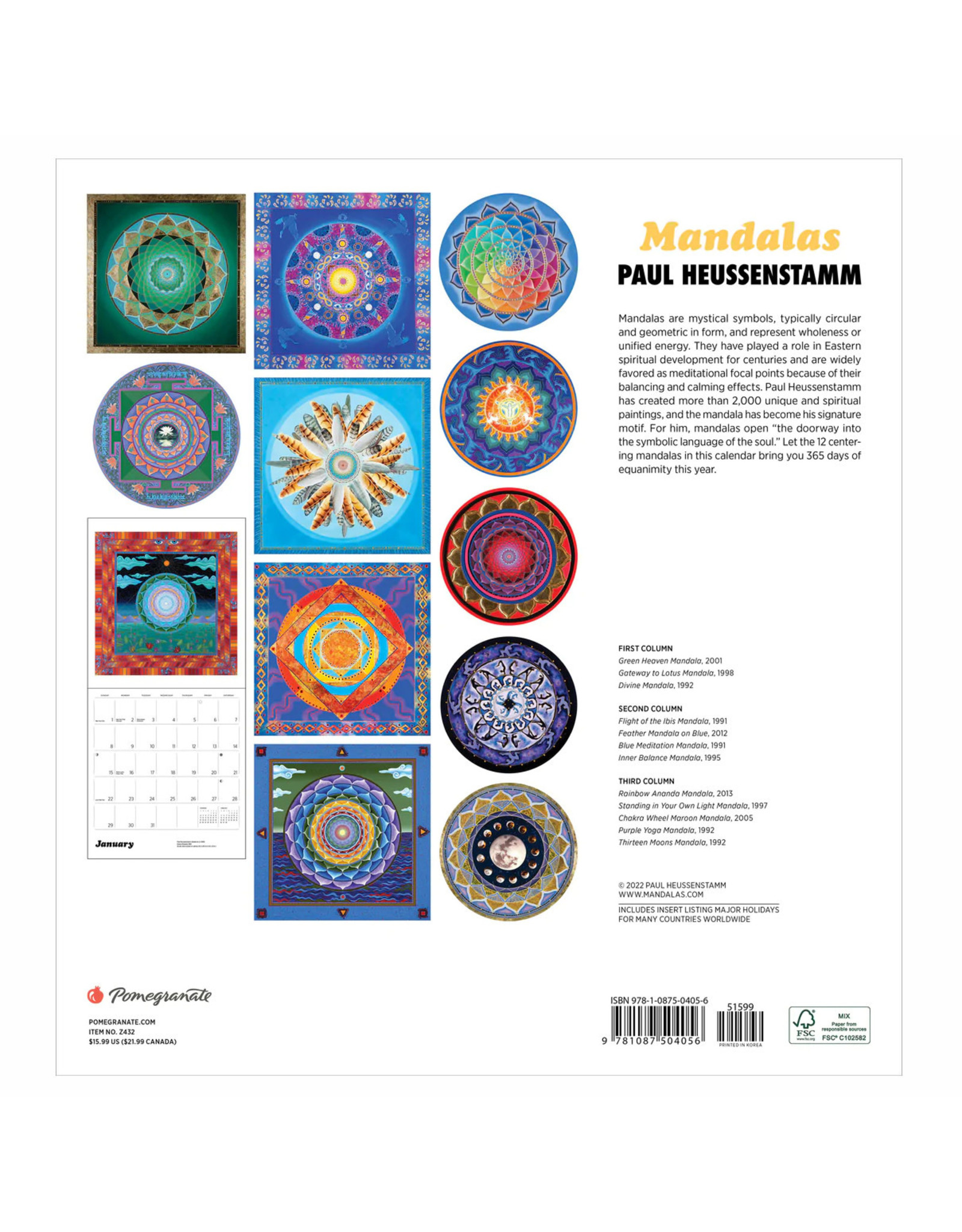 Pomegranate Paul Heussenstamm: Mandalas 2023 Wall Calendar