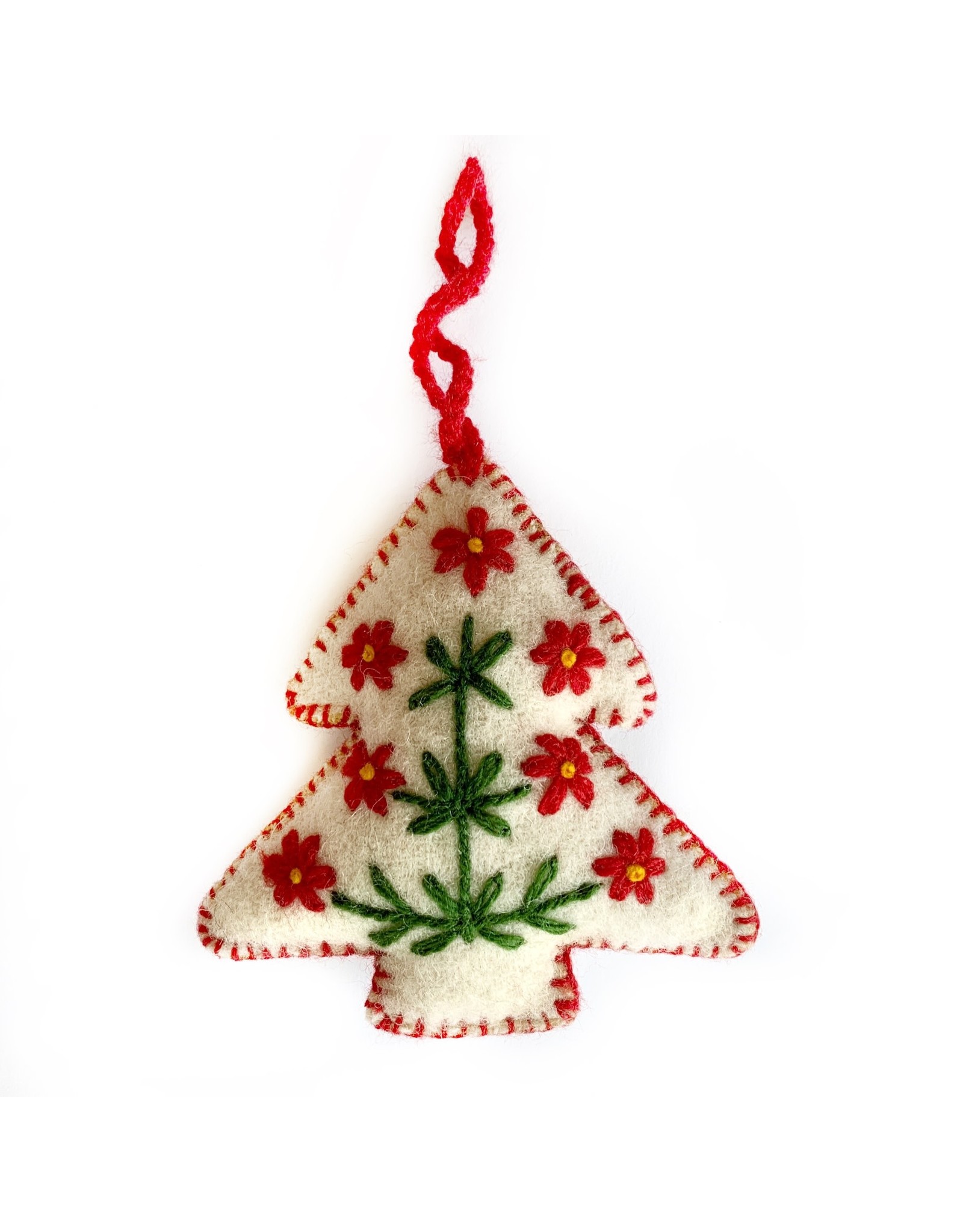 Ornaments 4 Orphans White Tree Embroidered Wool Christmas Ornament