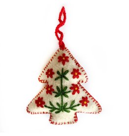 Ornaments 4 Orphans White Tree Embroidered Wool Christmas Ornament