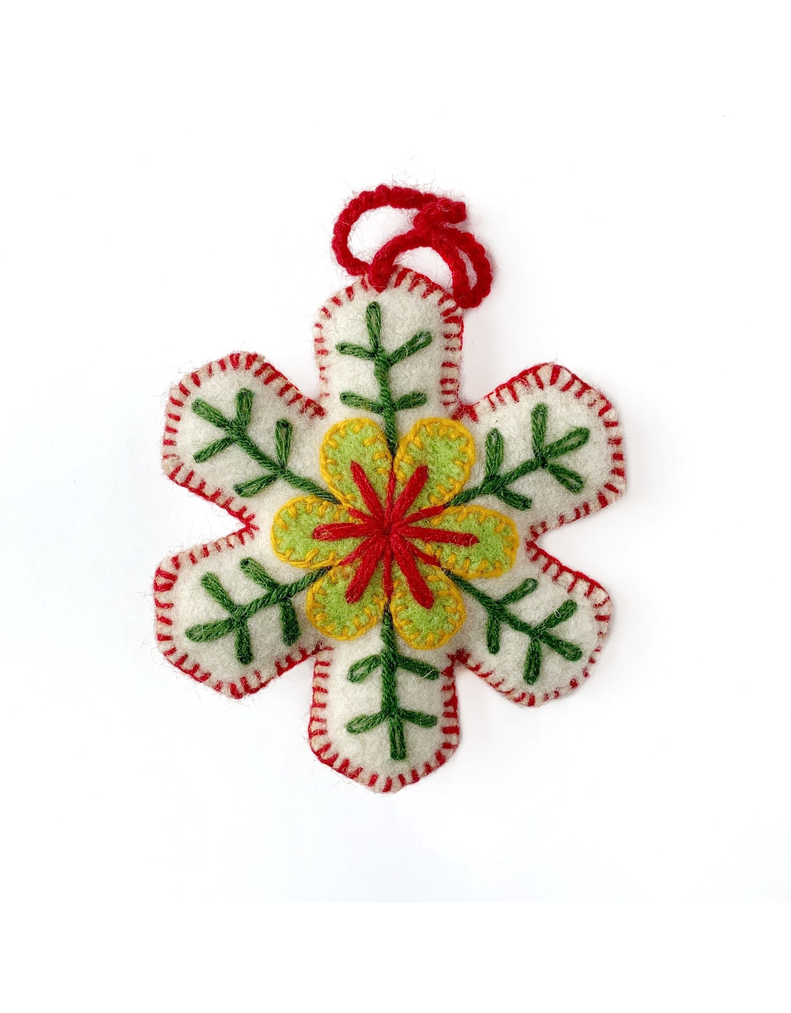 Ornaments 4 Orphans Classic Snowflake Embroidered Wool Christmas Ornament