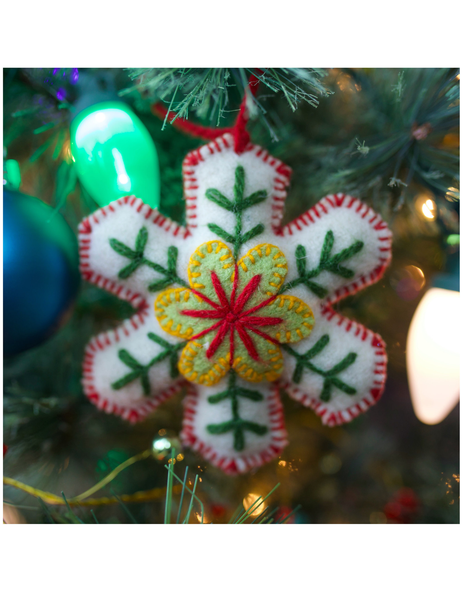 Ornaments 4 Orphans Classic Snowflake Embroidered Wool Christmas Ornament