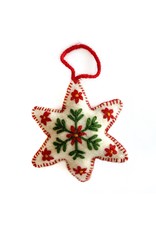 Ornaments 4 Orphans White Six Pointed Star Embroidered Wool Christmas Ornament