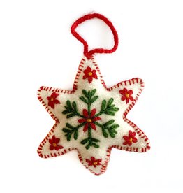 Ornaments 4 Orphans White Six Pointed Star Embroidered Wool Christmas Ornament