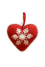 Ornaments 4 Orphans Red Heart Embroidered Wool Christmas Ornament