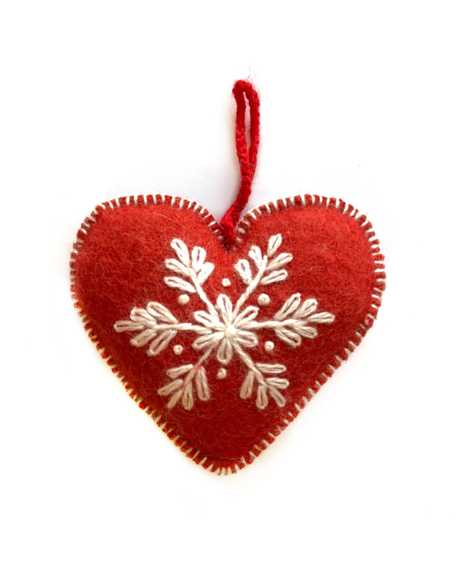 Ornaments 4 Orphans Red Heart Embroidered Wool Christmas Ornament