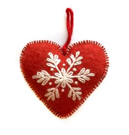 Ornaments 4 Orphans Red Heart Embroidered Wool Christmas Ornament