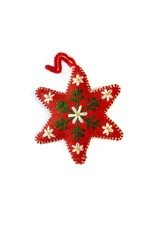 Ornaments 4 Orphans Red Six Pointed Star Embroidered Wool Christmas Ornament