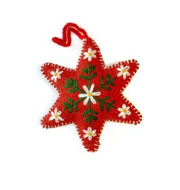 Ornaments 4 Orphans Red Six Pointed Star Embroidered Wool Christmas Ornament